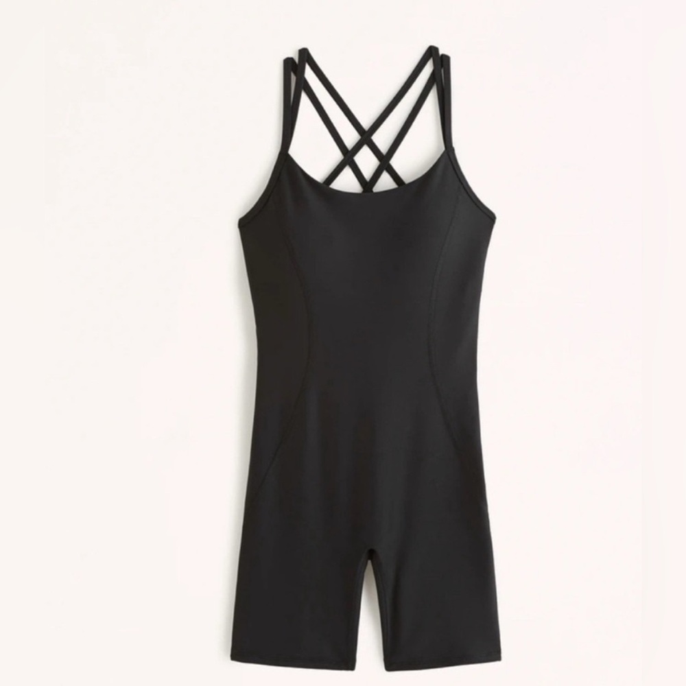 Abercrombie YPB | SculptLUX Black Strappy Active Onesie Romper